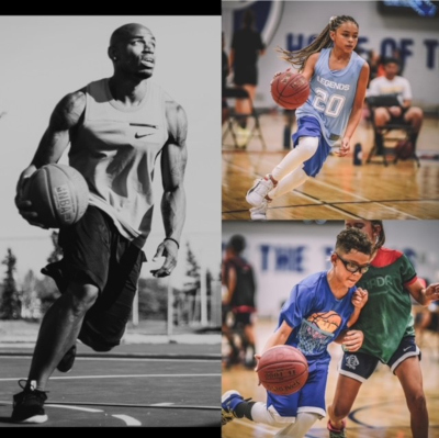 Trevor Jordan and his kids, playing basketball.