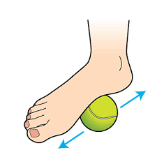 Use a tennis ball to massage aching soles